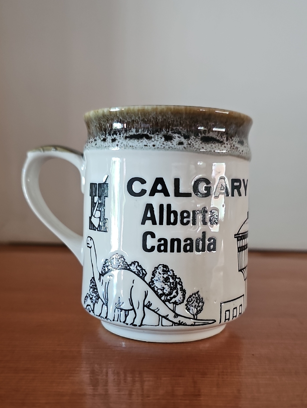 Vintage Calgary Alberta Canada White Ceramic Souvenir Mug